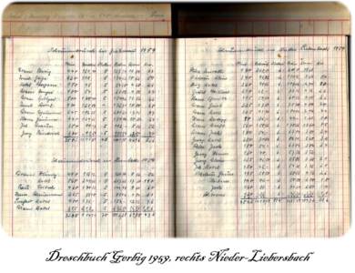Dreschbuch Gerbig von 1958 - 1966 Nieder-Liebersbach