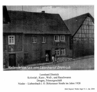 Hauptstraße / Kolonialwarenladen L. Dietrich, Birkenauer Straße 1928