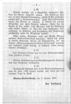 Statuten des Männergesangvereins Nieder-Lienersbach 1907 S.4