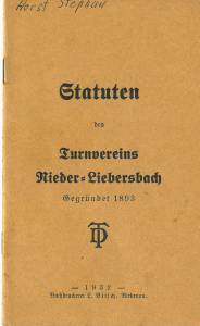 Turnverein Nieder-Liebersbach Statuten 1932 Sammlung Horst Ste Seite 01